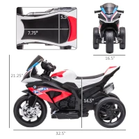 Aosom Licensed 6V Kids Ride on Motorcycle, Off-Road Battery Powered Three Wheels Dirtbike with USB, AUX, Music and Headlight for Toddler, Red(m-3)
