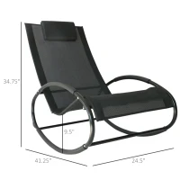 Outsunny Patio Texteline Rocking Lounge Chair Orbital Zero Gravity Rocker Outdoor Recliner Seat w/ Padded Pillow Black(m-3)