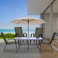 Outsunny Set of 4 Outdoor Dining Chairs, Heavy Duty Stackable Patio Dining Set with Armrests for Balcony Garden, Brown and Black(m-8)