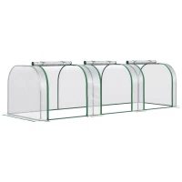 Outsunny 9.7' L x 3' W x 2.5' H Portable Tunneled Greenhouse with 3 Zippered Doors, Water/UV Fighting PVC Cover(m-1)
