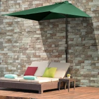 Outsunny 8ft Half Umbrella Outdoor Balcony Parasol Patio Garden Outdoor Window Sun Shade w/ 5 Ribs, Green(m-1)