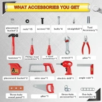 Qaba 55 PCS Kids Workbench and Construction Toy, Toddler Tool Workshop, STEM Educational Pretend Play, w/ Shelf Storage Box, Gift for Boys & Girls, Aged 3-6 Years Old(m-5)