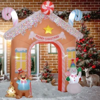 Outsunny 10FT Giant Inflatable Candy House Archway, Christmas Blow Up Arch with LED Lights for Indoor, Outdoor, Yard(m-2)