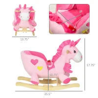 Qaba Baby Rocking Horse Ride On Unicorn with 32 Songs, Seatbelt, Pink(m-3)