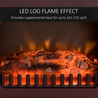HOMCOM 16" Free Standing Electric Fireplace Portable Adjustable Stove with Heater Wood Burning Flame 750/1500W Red Brown(m-5)