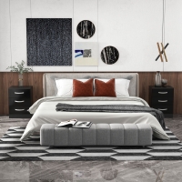 HOMCOM Bedside Table Set of 2, Modern Nightstand with Drawers and High Gloss Fronts, Night Table for Bedroom, Black