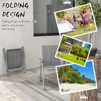 Outsunny 2 Pack Outdoor Folding Chair Set, Portable Camping Chairs with Armrest, Oxford Fabric Seat, Outdoor Chairs, Grey(m-4)