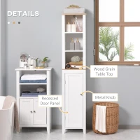 kleankin Bathroom Storage Cabinet with 3 Tier Adjustable Shelf Storage, Linen Tower Enclosed Cabinet for Anti-Toppling Design, White(m-5)