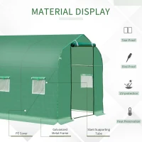 Outsunny 9.7' x 6.4' x 6.4' Steeple Walk-in Tunnel Greenhouse Garden Plant Seed Grow Tent Polythene with Windows and Door Green(m-4)