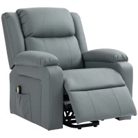 HOMCOM Lift Chair for Seniors, PU Leather Upholstered Electric Recliner Chair with Remote, Side Pockets, Quick Assembly, Grey(m-2)
