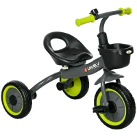 Qaba Tricycle for Toddler 2-5 Year Old Girls and Boys, Toddler Bike with Adjustable Seat, Basket, Bell, Black(m-11)