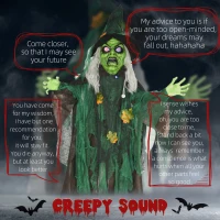 HOMCOM 72 Inch/6ft Life Size Outdoor Halloween Decoration Witch, Animated Prop Decor with Sound and Motion Activated, Light Up Eyes, Creepy Sound(m-4)