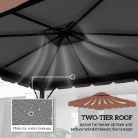 Outsunny 10' x 10' Gazebo Replacement Canopy, Gazebo Top Cover with Double Vented Roof for Garden Patio Outdoor TOP ONLY, Coffee(m-5)