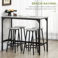 HOMCOM 5-Piece Counter Height Bar Table Set, Rustic 43.25" Dining Table with 4 Bar Stools, Kitchen Table with Wooden Top for Pub, Dining Room, Gray(m-5)