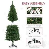 HOMCOM 5FT Pencil Christmas Tree, Artificial Christmas Tree with Automatic Open for Home Party, Green(m-6)