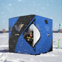 Outsunny 3-4 Person Insulated Ice Fishing Shelter, Pop up Ice Fishing Tent with Windows, Vents and Carry Bag, for Low-Temp -22℉(m-1)