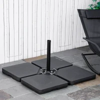 Outsunny Set of 4 Parasol Base Stand Weights for Banana Hanging Cantilever Umbrella, Can Be Filled with Sand or Water, Black(m-8)