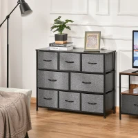 HOMCOM 8-Drawer Dresser, 3-Tier Fabric Chest of Drawers, Storage Tower Organizer Unit with Steel Frame for Bedroom, Hallway, Dark Gray(m-10)