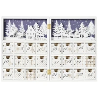 HOMCOM Wooden Christmas Advent Calendar Book, Table Holiday Decoration with 24 Countdown Drawers, for Kids and Adults, White(m-11)