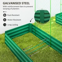 Outsunny Metal Raised Garden Bed with Trellis for Climbing Plants, Galvanized Garden Bed Kit Outdoor Garden Box with Trellis(m-6)