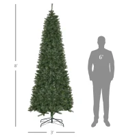 HOMCOM 8 Foot Pine Artificial Christmas Tree, Slim Pencil Xmas Tree with 952 Realistic Branches, Steel Base, Auto Open, Green(m-3)
