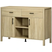 HOMCOM Buffet Table Sideboard and Buffet with 2 Drawers 2 Door Cupboards 2 Open Shelves for Living Room Light Grey(m-11)