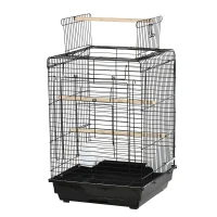 PawHut 23" Bird Cage Flight Parrot House Cockatiels Playpen with Open Play Top and Feeding Bowl Perch Pet Furniture Black(m-11)