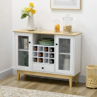 HOMCOM Bar Cabinet with Storage in 12-Bottle Wine Rack, Sideboard Buffet Cabinet Kitchen & Dining Room Cabinet, White(m-10)
