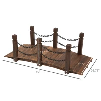 Outsunny 5 ft Wooden Garden Bridge Arc Footbridge with Metal Chain Railings & Solid Fir Construction, Carbonized(m-3)