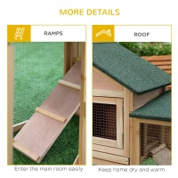 PawHut Large Rabbit Hutch Wood Bunny Cage Outdoor Guinea Pig House with Double Runs Slide Out Tray Ramps, 83"x18"x33", Natural(m-7)