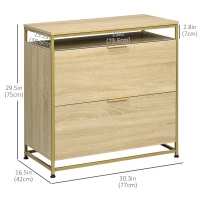 Vinsetto Lateral Filing Cabinet, 2 Drawers File Cabinet with Hanging Bars for A4 and Letter Size, Printer Stand for Home Office, Natural Tone(m-3)
