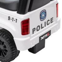 Aosom Kids Ride On Sliding Car with Hidden Under Seat Storage, Ride On Police Car for Toddler with Megaphone, Anti Dumping Device, Removable Backrest, Foot-to-Floor Design, White(m-9)