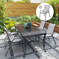 Outsunny Set of 4 Outdoor Dining Chairs, Stackable Patio Chairs with High Back, Breathable Mesh Seat for Garden Lawn, Mixed Gray(m-10)