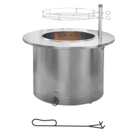 Outsunny 2-in-1 Smokeless Firepit, Stainless Steel Bonfire Stove with Poker and Ash Tray for Backyard, Patio, Picnic, Silver(m-11)