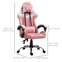 Vinsetto Racing Gaming Chair with Lumbar Support, Head Pillow, Swivel High Back Recliner Gamer Desk Chair for Office, Pink(m-3)