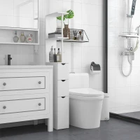 HOMCOM Tall Bathroom Storage Cabinet, Narrow Bathroom Cabinet with Drawers and Open Shelves for Small Spaces, White(m-7)