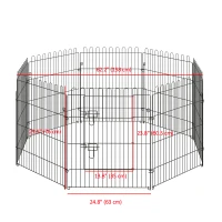 PawHut 30inch 8-Panel Octagon Pet Exercise Playpen Crate Foldable Dog Cage Pen Puppy Kennel, Black(m-3)