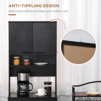HOMCOM Modern Kitchen Buffet with Hutch Wooden Storage Cupboard with Microwave Counter 2 Cabinet and Drawer for Dining Room Living Room Black(m-6)