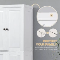 HOMCOM 72.5" Kitchen Cabinet, Pantry Storage Cabinet with 4 Doors and 2 Adjustable Shelves for Dining Room, White(m-9)