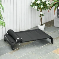 PawHut Elevated Dog Bed w/ Removable Pillow, Raised Pet Bed w/ Steel Frame & Breathable Mesh Fabric for Large and Medium Sized Dogs, Black(m-10)