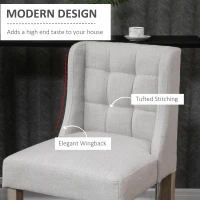 HOMCOM Modern Bar Stools, Tufted Upholstered Barstools, Pub Chairs with Back, Rubber Wood Legs for Kitchen, Dinning Room, Set of 2, Beige(m-4)