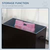 PawHut Raised Pet Feeding Storage Station with 2 Stainless Steel Bowls Base for Large Dogs and Other Large Pets, Coffee(m-8)