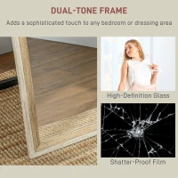 HOMCOM Floor Standing Mirror, Full Length Mirror, Free Standing, Leaning or Wall Mirror with Frame for Bedroom, Dark Wood Grain(m-5)