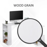 HOMCOM 47" L Shaped Desk, 360° Rotating Corner Desk, Reversible Computer Writing Table Workstation with Storage Shelf for Home Office, White(m-6)