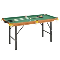 Soozier 54.3"L Mini Pool Table Portable Billiard Table Includes Cues, Ball, Chalk, Rack, Green(m-2)