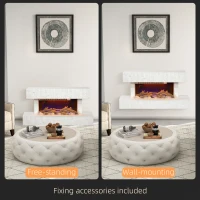 HOMCOM 32 Inches Freestanding Electric Fireplace with Mantel, 1500W Replaceable Fireplace Insert Heater with Timer, White(m-9)