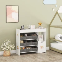 Qaba Toy Storage Organizer with 9 Non-Woven Fabric Boxes, Storage Cabinet & Shelves, for Kids Room, Nursery, Playroom, White(m-9)