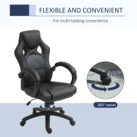 HOMCOM Racing Gaming Chair Office Chair Computer Desk Gamer Chair with Swivel Wheels, Padded Headrest, Tilt Function, Grey(m-6)