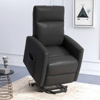 HOMCOM Power Lift Recliner Chair with Remote Control Side Pocket for Living Room Home Office Study Grey(m-8)