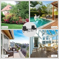 Outsunny 3 Pieces Wicker Patio Furniture Set, Rattan Bistro Set with Glass Top Coffee Table and Cushions, Outdoor Conversation Set for Garden, Porch, Balcony, Black(m-8)